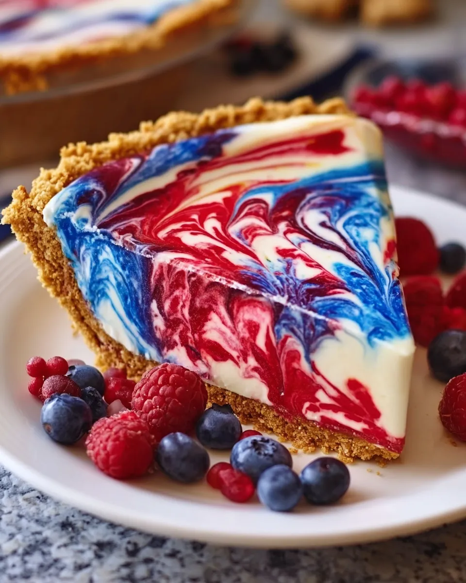 Stunning Red, White & Blue Swirl Pie: A Festive Creamy Dessert